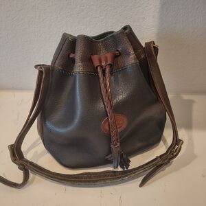 Brown Leather Drawstring Bag